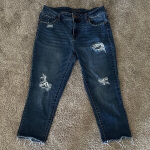 Dark Wash Distressed Women’s Jeans - Blue